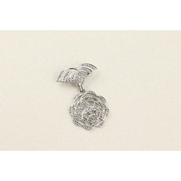 Sterling Silver Flower Dangle Pin Brooch Art Deco - Picture 4 of 8